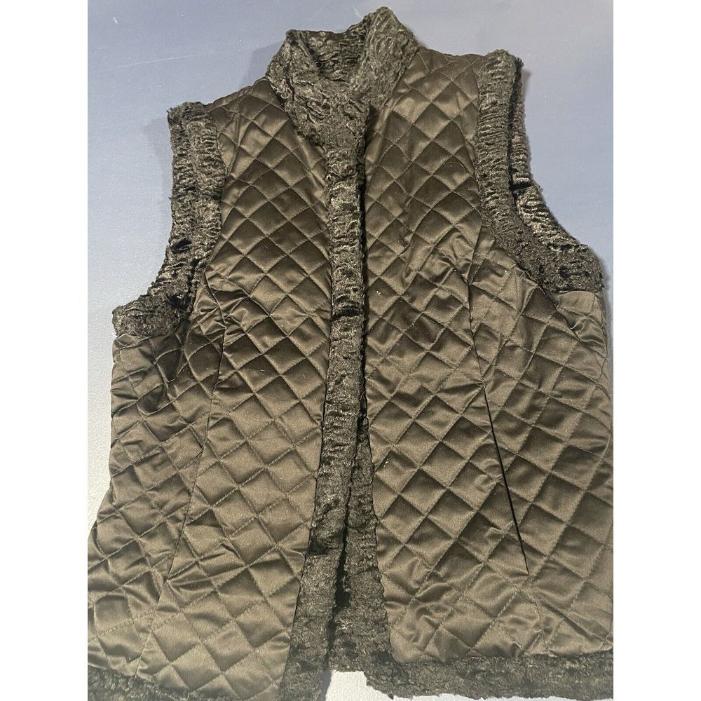 Liz Claiborne Vest Jacket  - XS-Quilted Fleece Full Zip  Solid Black Reversible